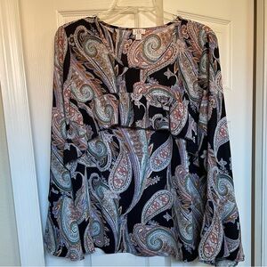Paisley Print Long Sleeve Top